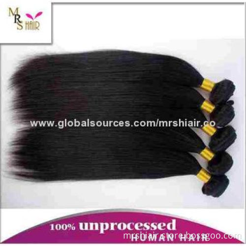 28" Unprocessed Black Color Silky Straight Peruvian Virgin Hair Weft